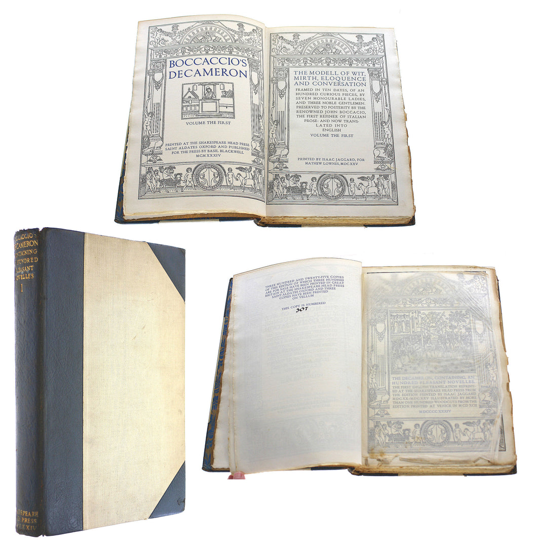 Boccaccio's Decameron, Volume The first, Printed at the Shakespeare Head Press and published for the press by Basil Blackwell